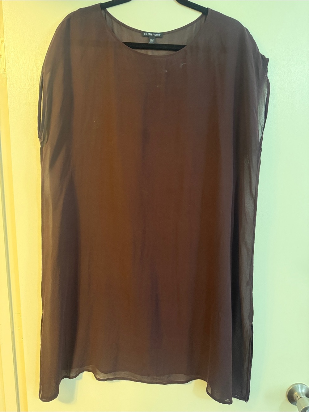 Eileen Fisher plum Sheer Silk-Blend Tunic
